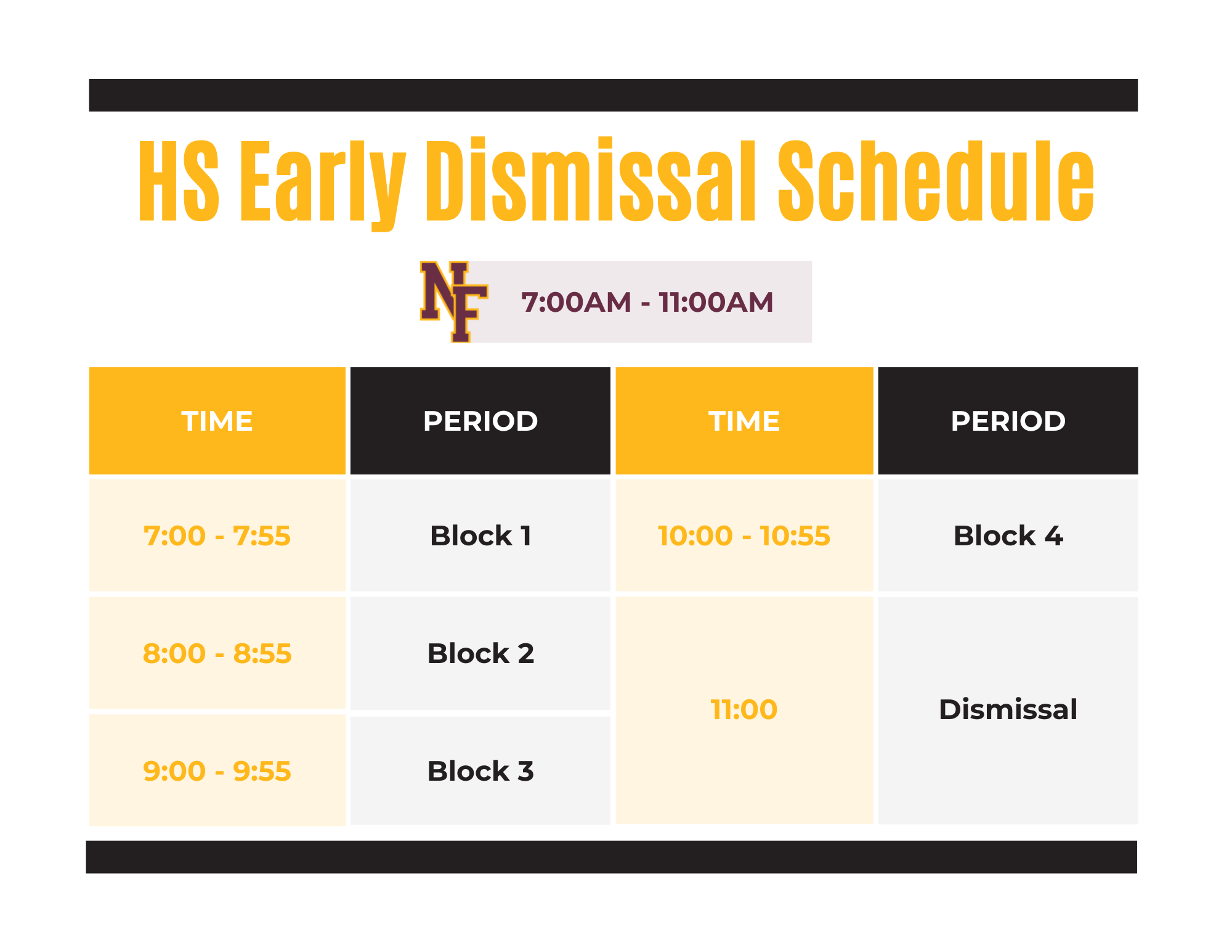 New Foundations School Schedules